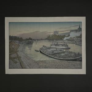 Lithographie par Henri Rivière Le Pont des Saints-Pères et Le Louvre 