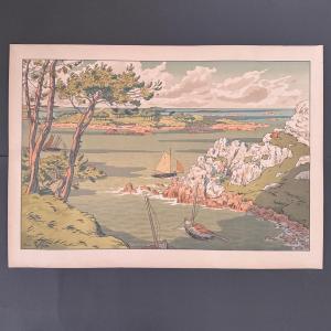 Lithograph By Henri Rivière, Aspects Of Nature - The Island