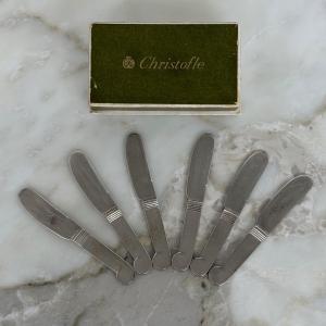 Suite de 6 couteaux Cristofle en métal argenté Art Déco