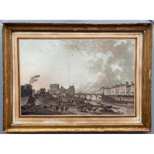 Gravure Demachy Descourtis porte Saint-Bernard quai de La Tournelle Paris 