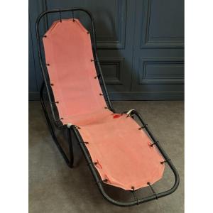 Barwa Chaise Longue In Metal And Fabric By Bartolucci And Waldheim 1960