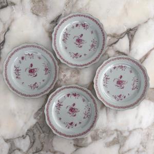 Suite Of 4 Compagnie Des Indes Porcelain Plates 18th Century