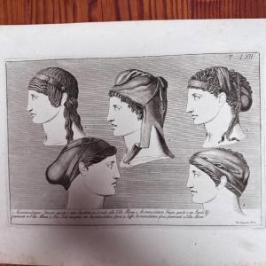 Gravure à l’Antique début XIXe cinq visages de profil Roccheggiani feci