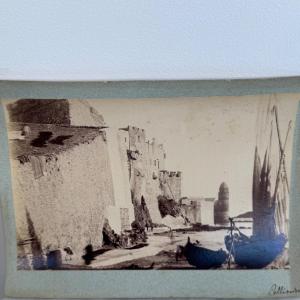 Albumen Photo Mounted On Cardboard The Port Of Collioure 19th Century