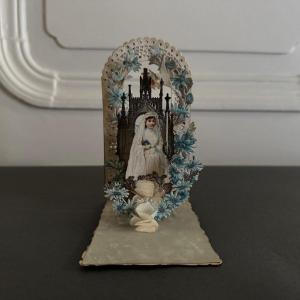 Pious Image Canivet Souvenir De Première Communion 19th Century
