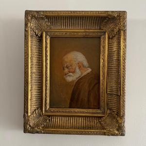 Huile sur panneau portrait d'homme barbu XIXe par Jean 