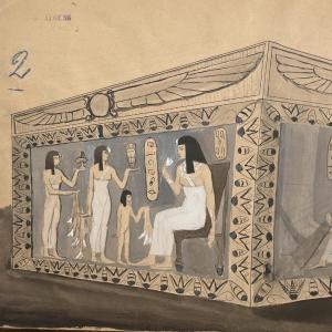 Drawing Of An Egyptian Temple 1924 By Berger-lheureux