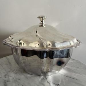 Christofle Soup Tureen In Silver-plated Metal With Art Deco-style Lid