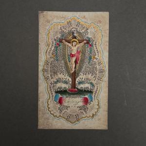 An 18th-century Canivet Depicting Christ On The Cross, Made Of Lace