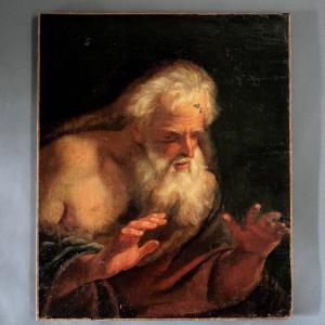 Huile sur toile portrait d'homme mythologie XVIIe 