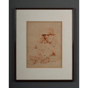 Engraving By Maria Kelly, 20th Century: Man With A Hat