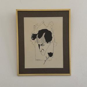 Caricature By Serge Czerefkov, Known As Serge Grès, Depicting André Salmon 