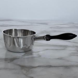 Casserole en argent massif manche en ébène XIXe 