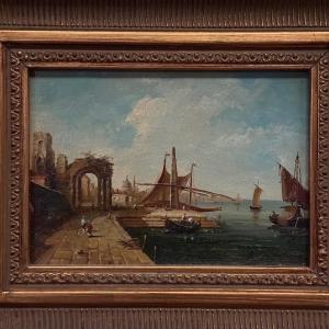 Huile sur toile vue de Venise par E. Jacob XXe