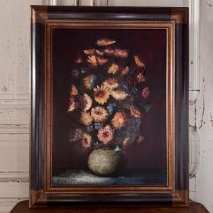 Nature morte aux fleurs par Raymond-Jean Bizet XXe 