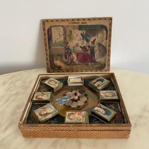 Coffret à jeu L'Oiseau Bleu XIXe oracles cartons lithographiés