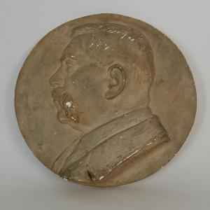 Plaster Medallion Portrait By Charles Filleul: Profile Of A Man, 1901
