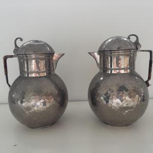 Paire de verseuses Jugendstil attribuées à Richard Riemerschmid F&R Fischer 