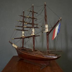 19th-century French Three-masted Ship Model, Cancale