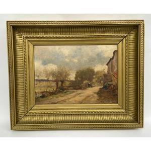 Huile sur panneau François-Edouard Bournichon Basse-Goulaine fin XIXe