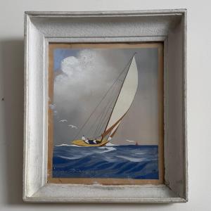 Gouache By Léon Haffner Depicting A 20th-century Regatta