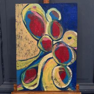 Oil On Cardboard, Modern Composition By François De Chabot, 1960–70
