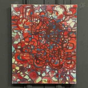 Huile sur toile composition moderne par François de Chabot 1960