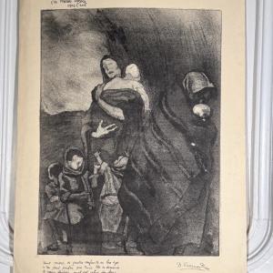 Gravure contresignée Les Mères Serbes vers l'exil par Daniel Vazquez Diaz épreuve d'artiste
