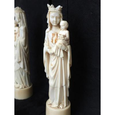 Vierge à l'Enfant XIXe Sculptée à la main