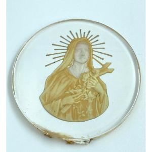 Intaille religieuse Sainte dans verre Fin XIXe