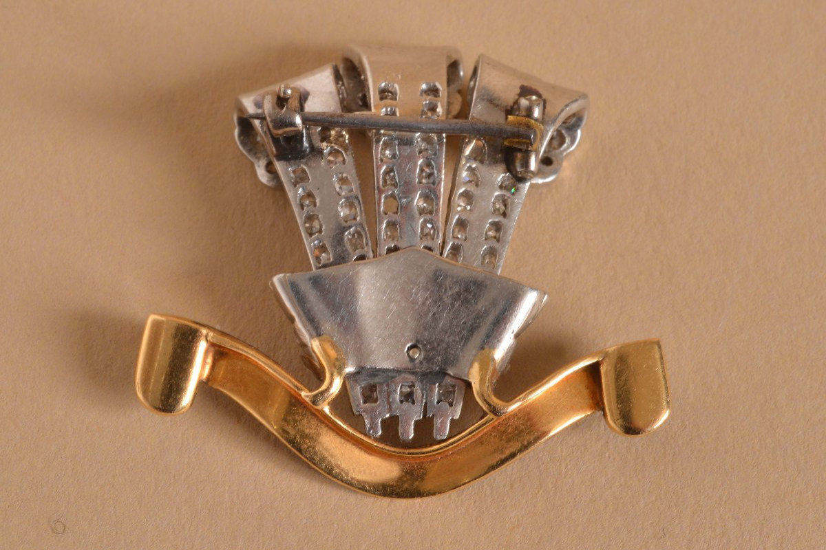 Prince Of Wales Brooch – Gold, Platinum, Diamonds And Enamelled Rubies-photo-3