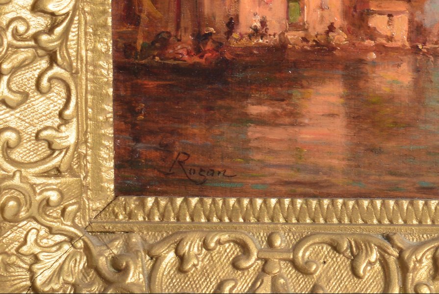 Peintures marine du 20ème siècle avec cadre en bois doré-photo-2