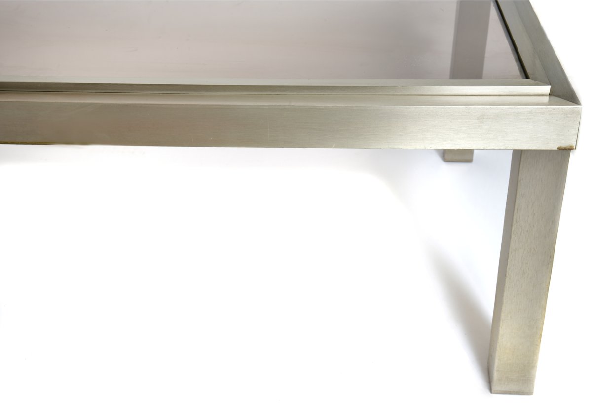 Stainless Steel And Smoked Glass Coffee Table (circa 1970)-photo-2