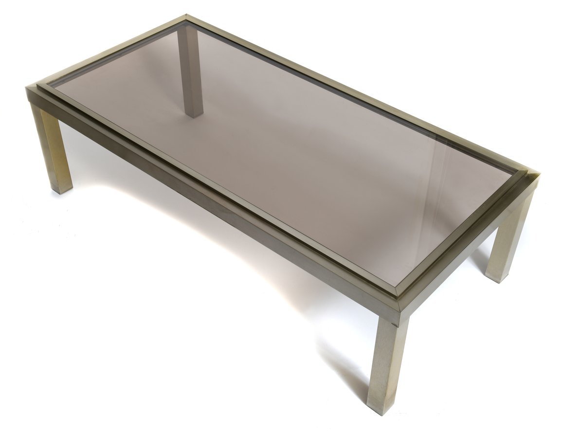 Stainless Steel And Smoked Glass Coffee Table (circa 1970)-photo-3
