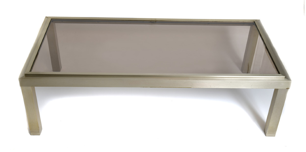 Stainless Steel And Smoked Glass Coffee Table (circa 1970)