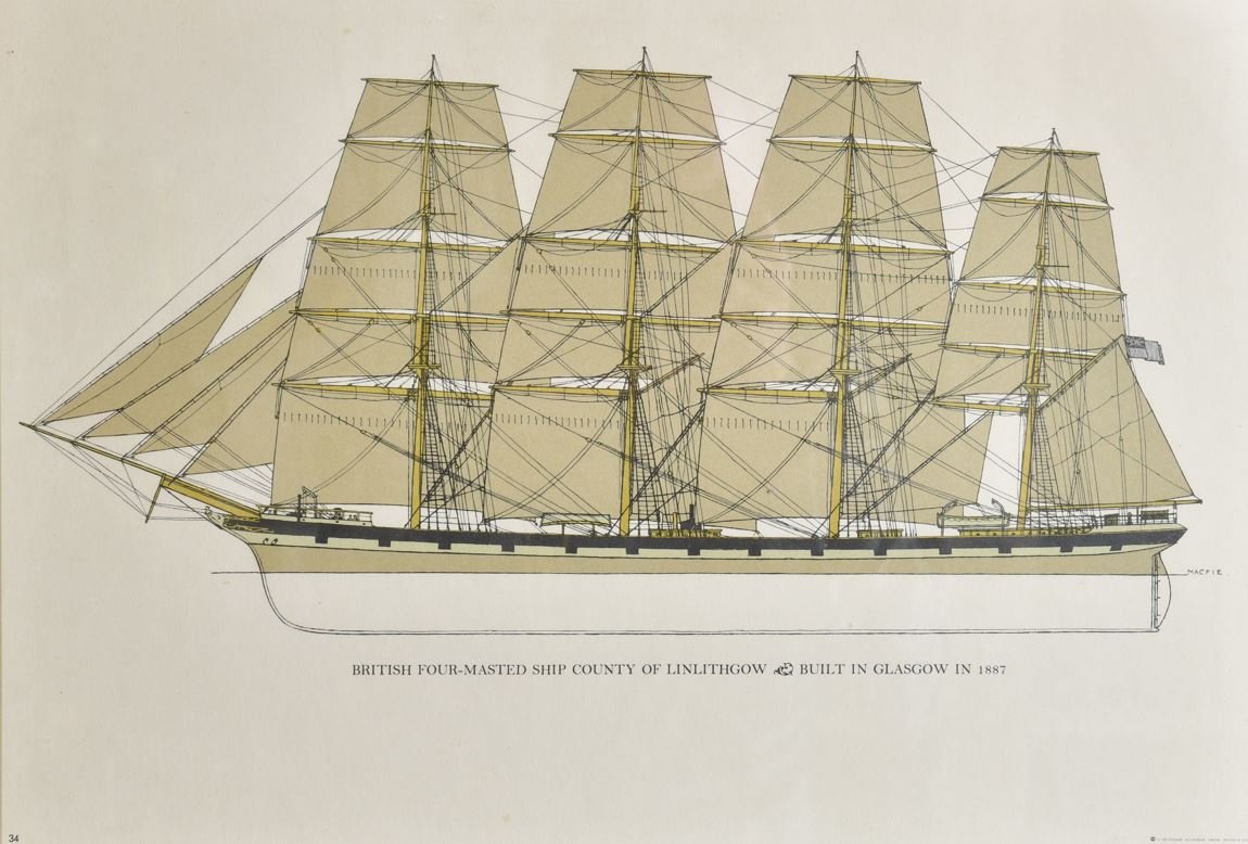 Set Of 5 Lithographs Of Old Boats-photo-4
