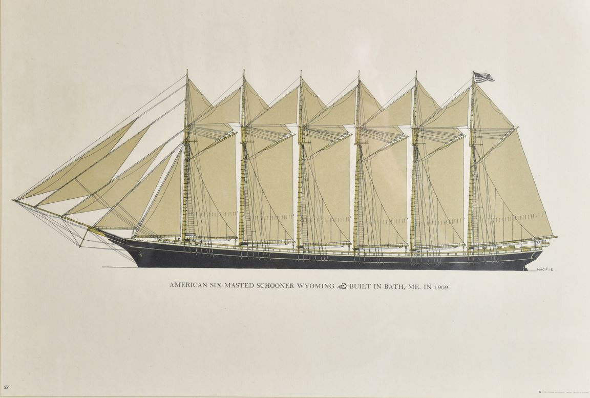 Set Of 5 Lithographs Of Old Boats