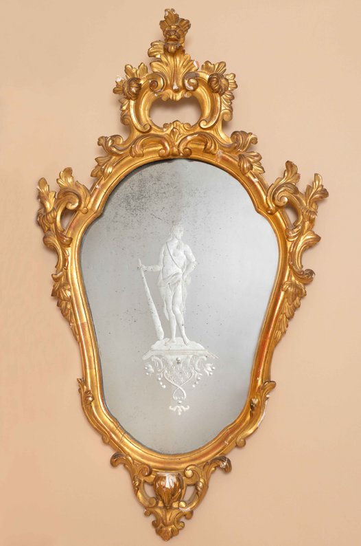 Paire de miroirs à la feuille d’or – XIXe siècle – Héraclès & Poséidon-photo-3