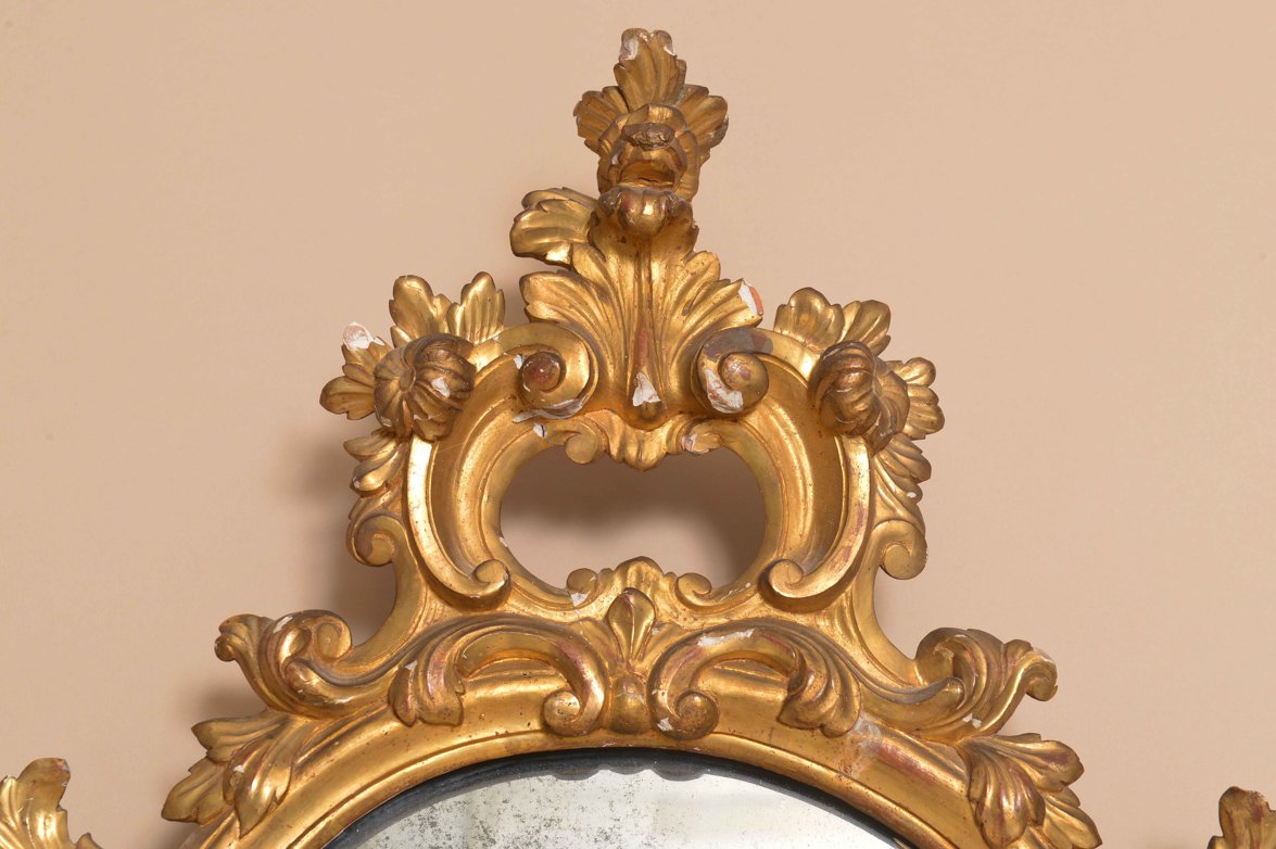 Paire de miroirs à la feuille d’or – XIXe siècle – Héraclès & Poséidon-photo-3