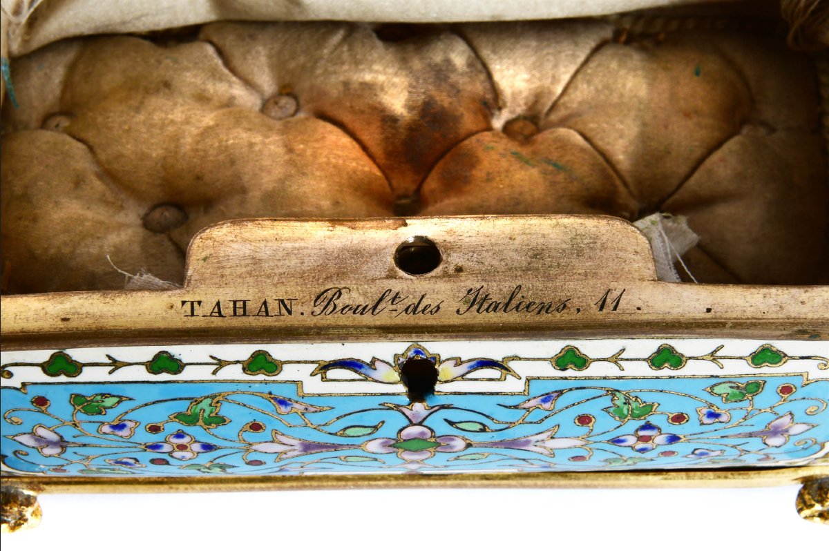 Small 19th Century Bronze And Cloisonné Enamel Jewelry Box Signed Tahan-photo-3