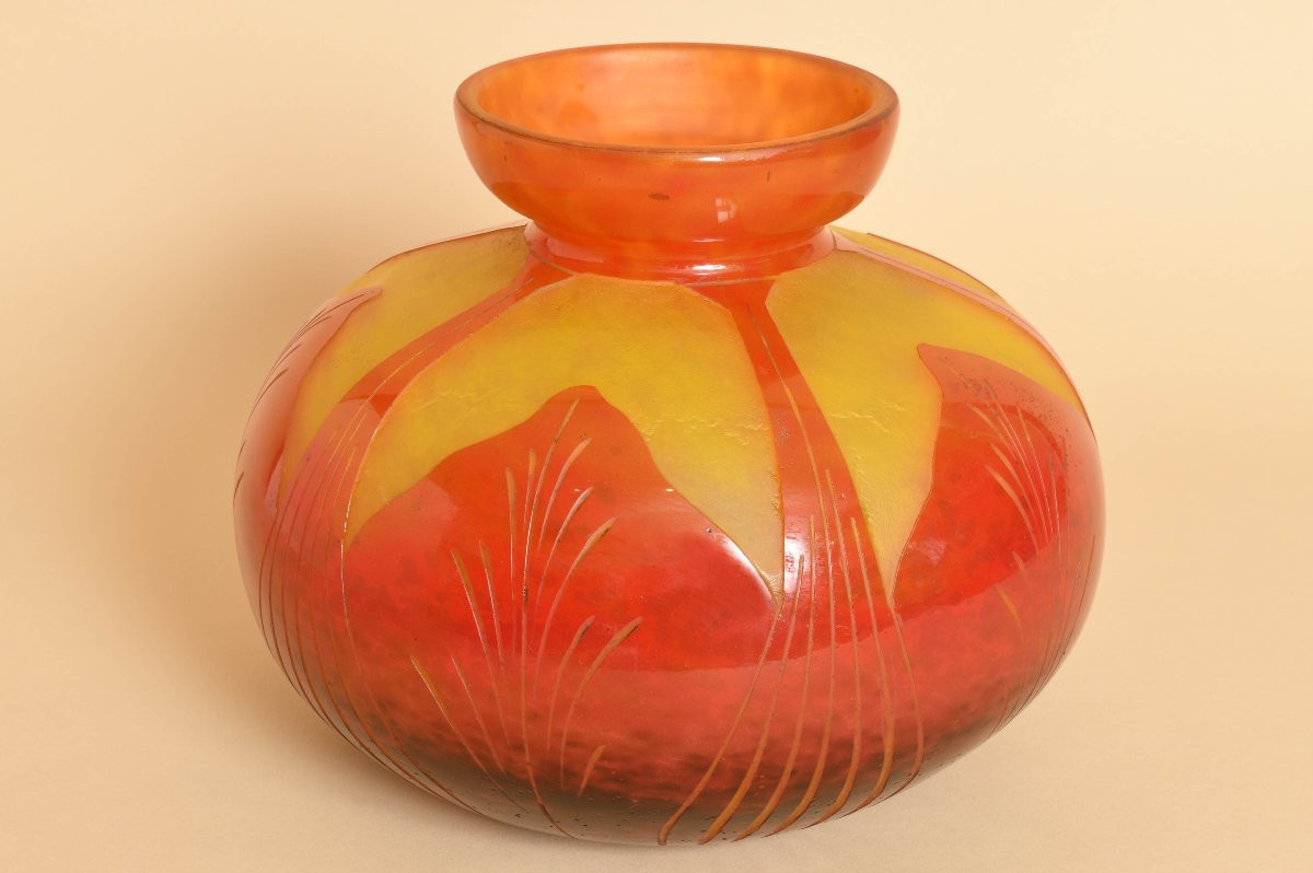 Vase Signed French Glass-photo-1