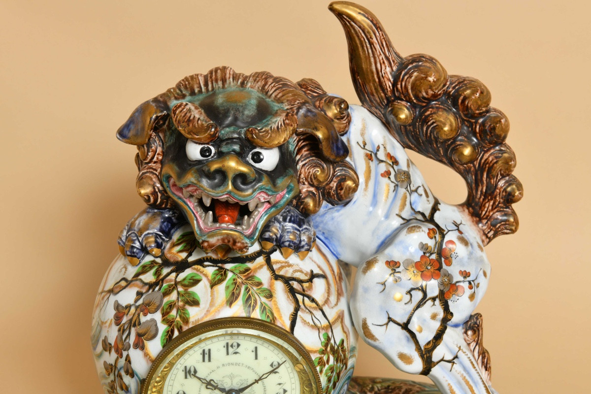  Late 19th Century Earthenware Clock Attributed To Emile Gallé, Nancy School-photo-2