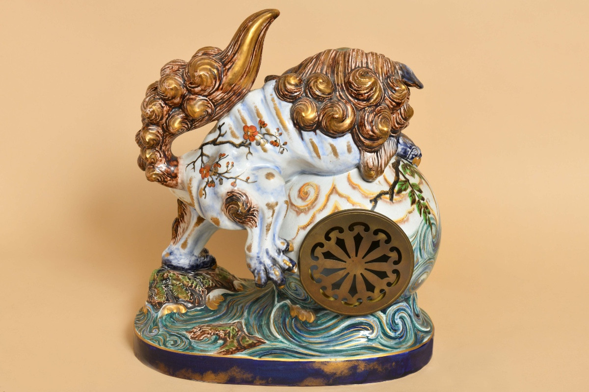  Late 19th Century Earthenware Clock Attributed To Emile Gallé, Nancy School-photo-1