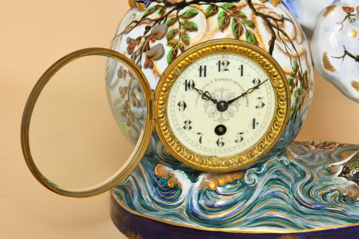  Late 19th Century Earthenware Clock Attributed To Emile Gallé, Nancy School-photo-2