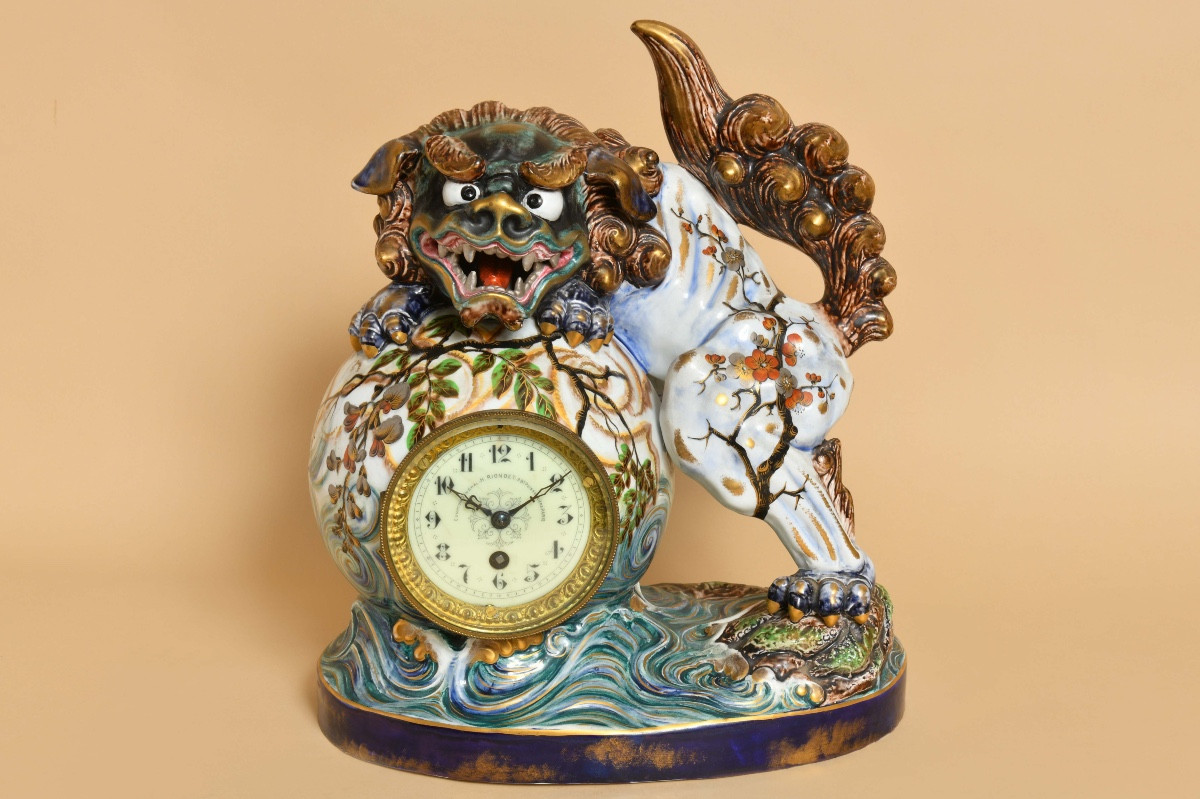  Late 19th Century Earthenware Clock Attributed To Emile Gallé, Nancy School
