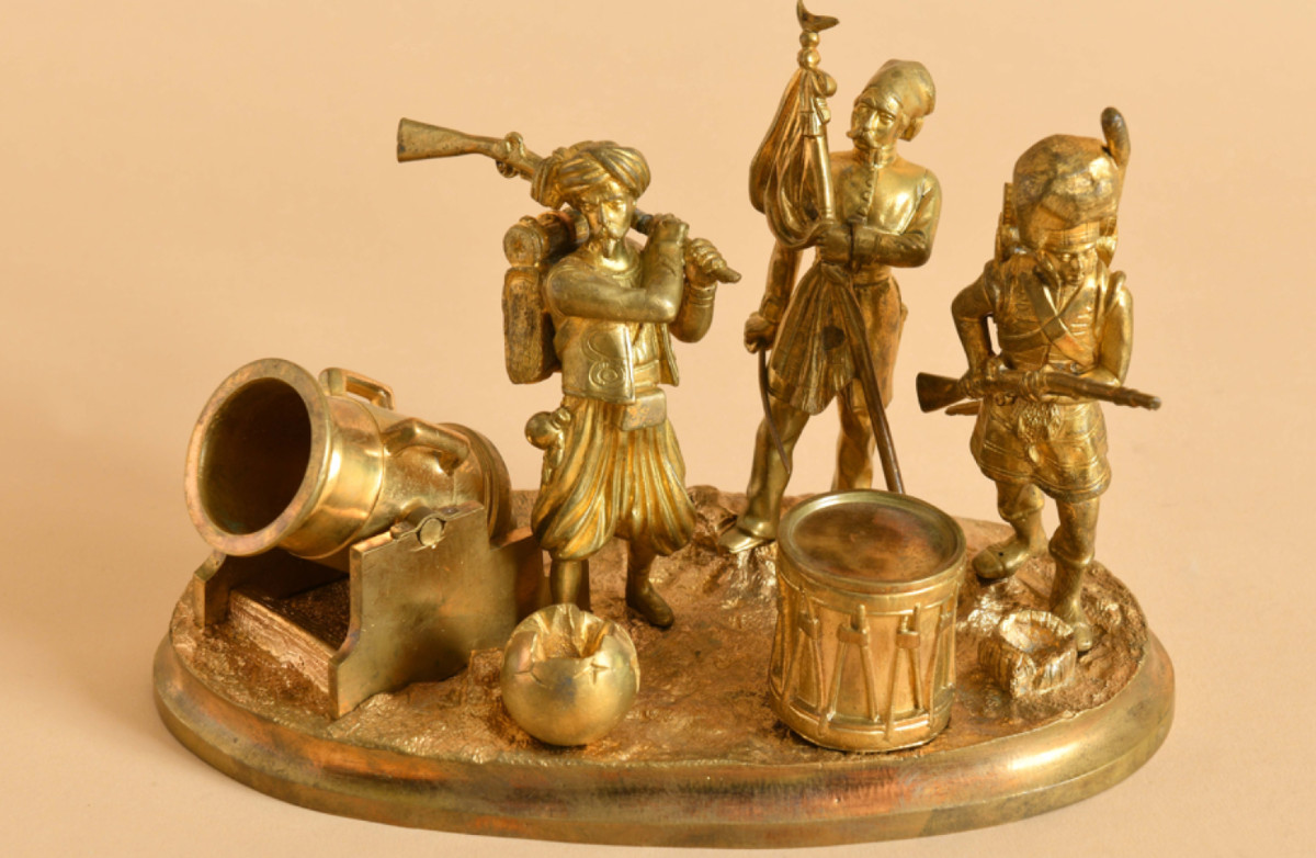 Pyrogène en bronze – Trois Zouaves, XIXᵉ siècle-photo-2