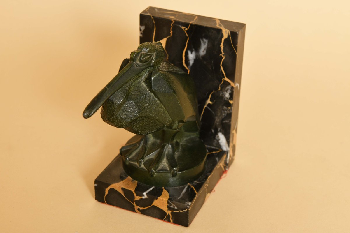 Bronze And Marble Bookend By Portor-photo-3