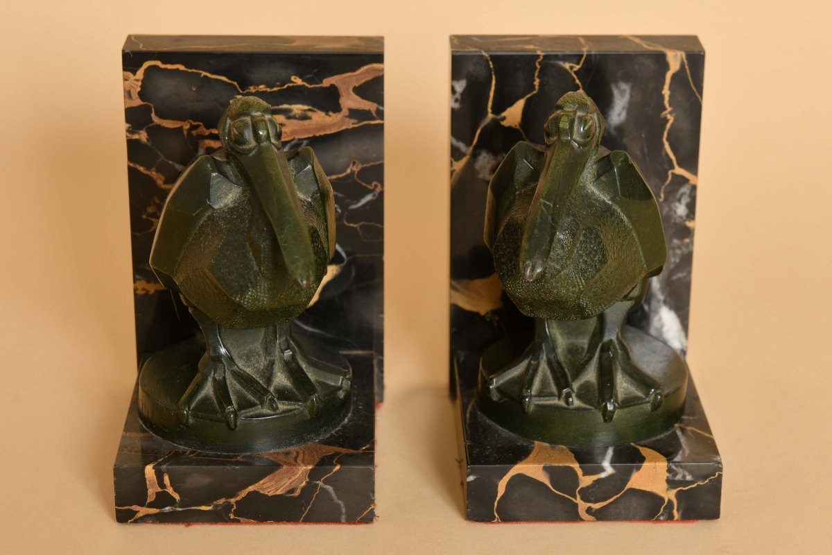 Bronze And Marble Bookend By Portor
