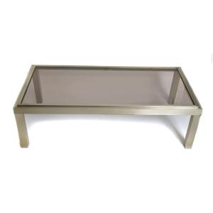 Stainless Steel And Smoked Glass Coffee Table (circa 1970)