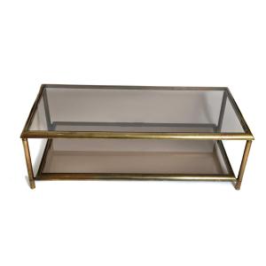 Brass And Smoked Glass Coffee Table (circa 1970)